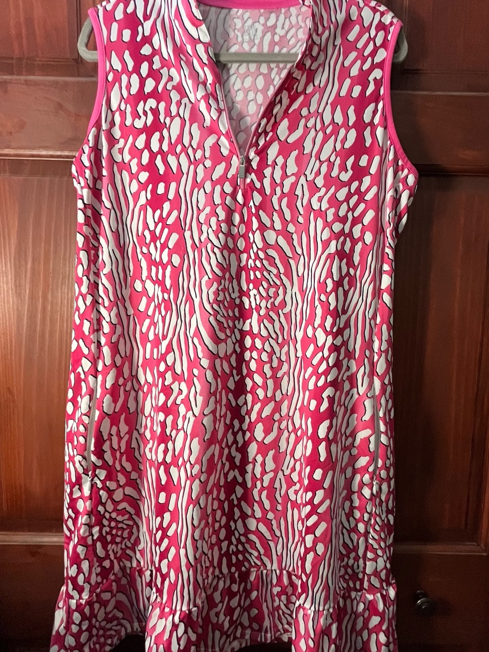 Tail Sleeveless Pink and White Print Womens Golf Dress XL